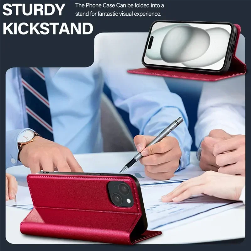 Luxury Magnetic Leather Wallet Card Slot Phone Case with Flip Stand Cover Coque