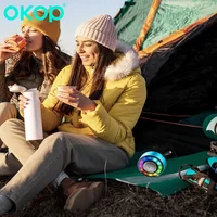 OKOP Altavoz Bluetooth inalámbrico caja de Metal bicicleta al aire libre altavoz Bluetooth portátil reproductor de música para ciclismo luz de Color RGB TF USB - Imagen 5
