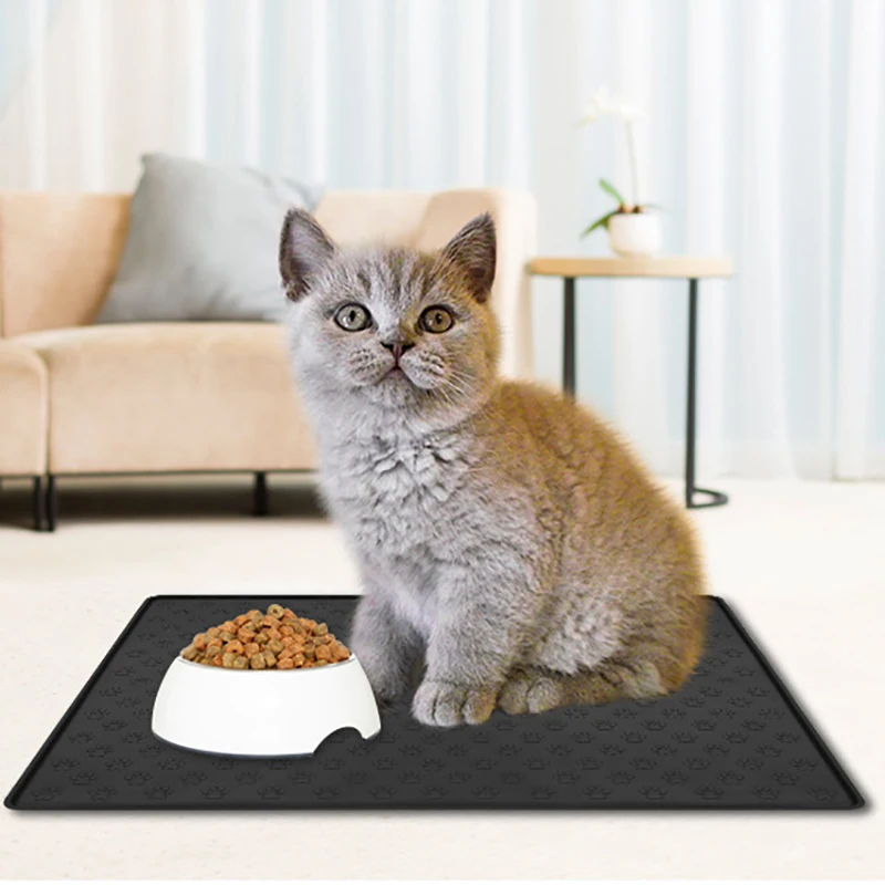

Pet Bowl Mat Waterproof Silicone Pet Food Mat Non-slip Dog Feeding Mat Paw Dog Cat Placemats Pad Easy Washing Puppy Pet Supplies