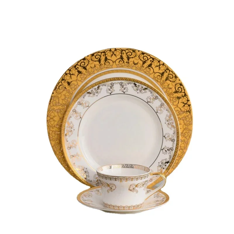 

European Style Tableware Household Model Room Dish Plate Western Cuisine Plate Steak Plate Bone China Set Dinner Plates