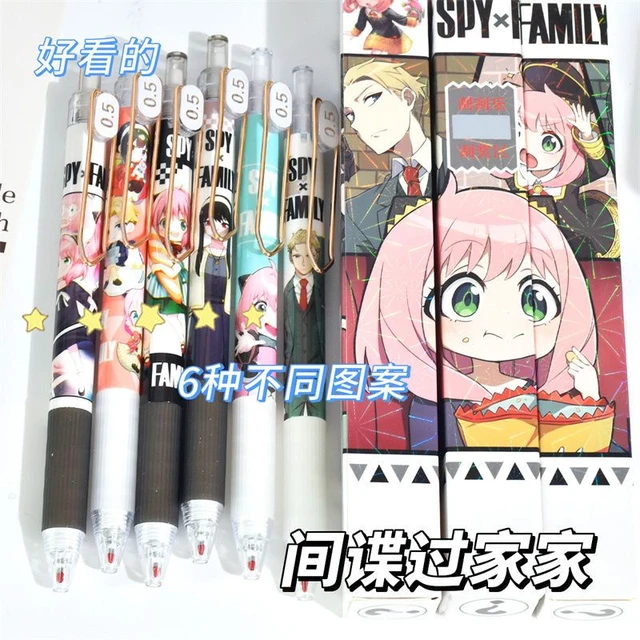 6pcs/set Anime Spy X Family Anya Yor Forger Gel Pens Cute Black