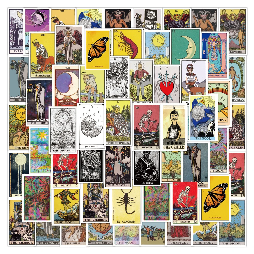 10/30/60PCS Gothic Tarot Card Graffiti Cartoon Stickers DIY Motorcycle Travel Luggage Skateboard Classic Toy Decal Sticker Gift 50pcs pack tarot graffiti waterproof stickers for notebook motorcycle skateboard computer mobile phone cartoon toy trunk