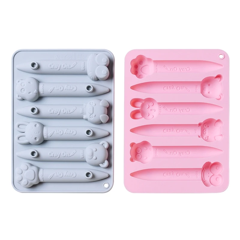 

6-in-1 Crayon Molds for Kids DIY for Palm Grip Crayon Paint Crayon Cute Animal Craft Molds Premium Silicone Oven Fridge