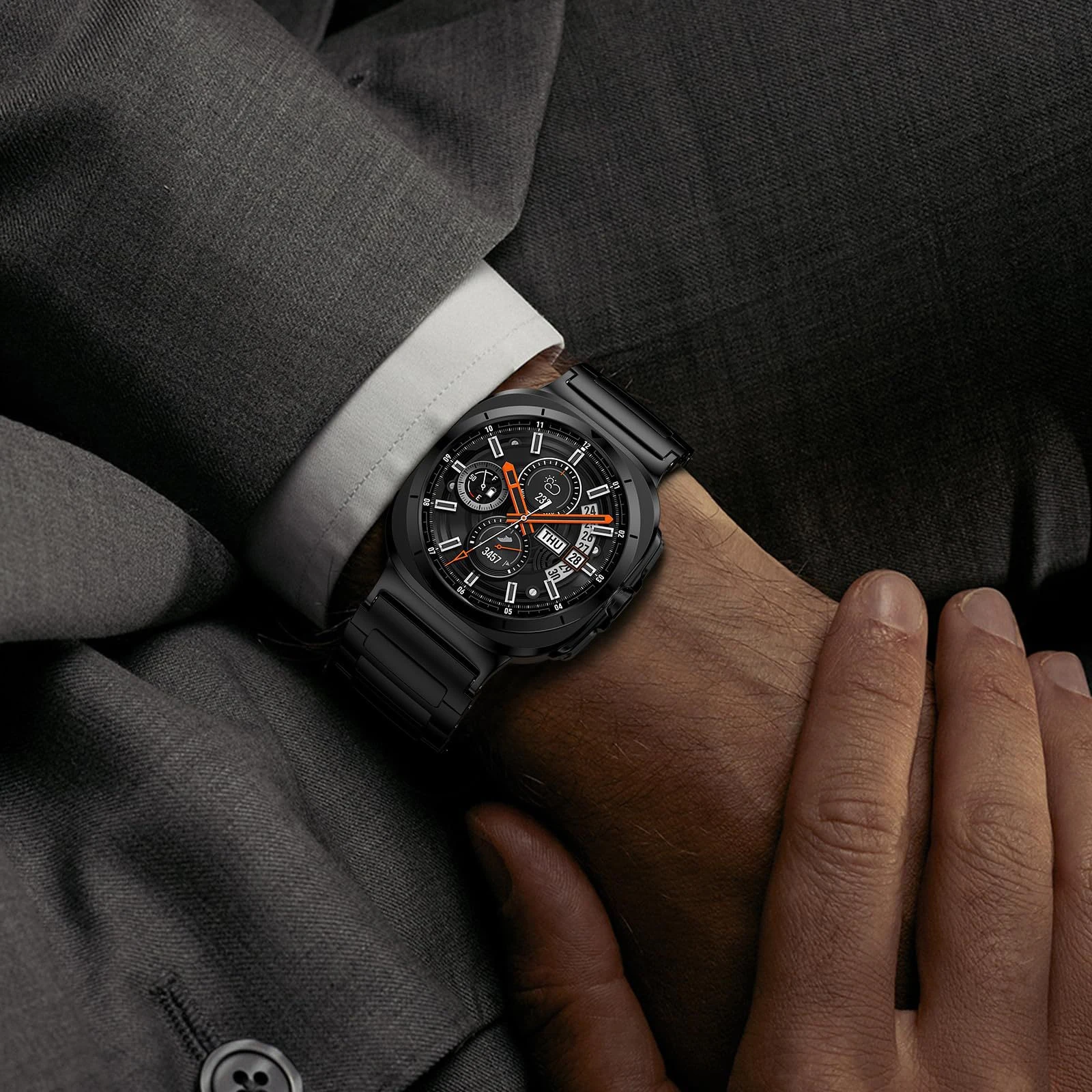 حزام معدني فاخر لساعة سامسونج جالاكسي الترا 47 ملم...