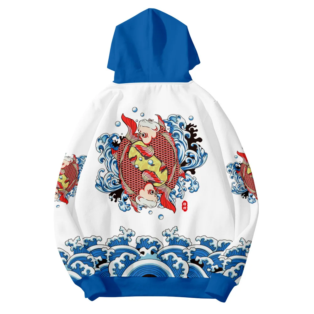 Brocade Carp Waves Men Hoodies S-6XL Chinese Style Casual Loungewear Zipper Sweatshirts Long Sleeve Spring New Coat