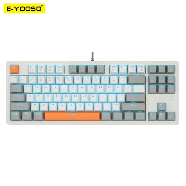 E-YOOO-Z19 USB Teclado mecânico para jogos, 94 teclas, cabo com fio  destacável, computador, laptop, PC, azul, interruptor vermelho - AliExpress