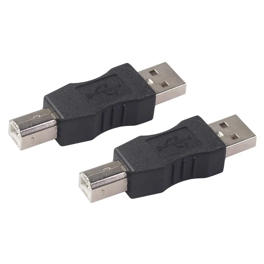 플라스틱 USB 유형 A 남성 - USB 유형 B 남성 프린터 어댑터 변환기 2팩