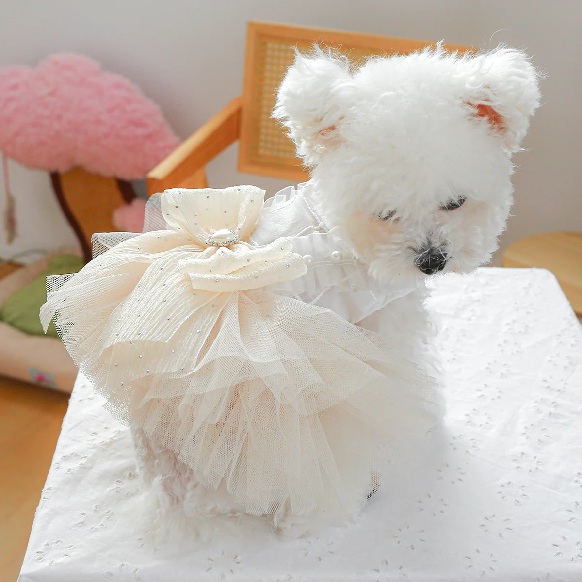 1PC Pet Thin White Wedding Princess Dress 3