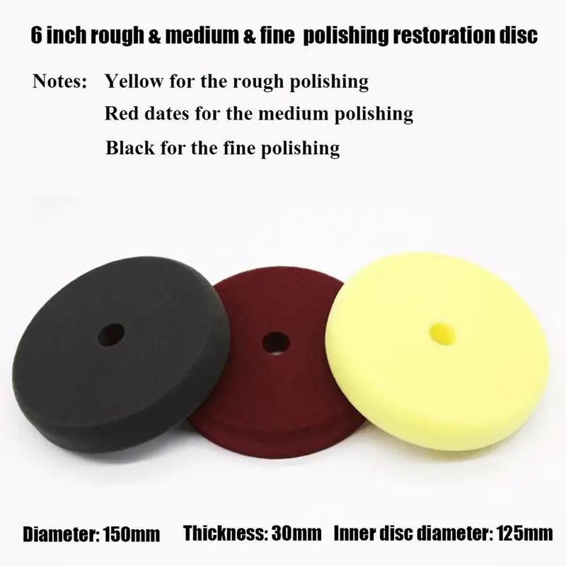 6inch Imported Sponge Polishing Pad Car Waxing ing Polisher Pad Sponge Flat Sanding Car Maintenance Accessories