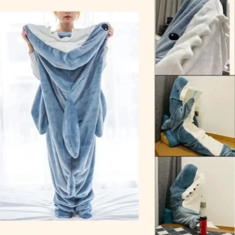 Cartoon Shark Sleeping Bag Pajamas Office Nap Shark Blanket High Quality  Fabric Shawl Blanket For Children Adult Manta Tiburon - AliExpress