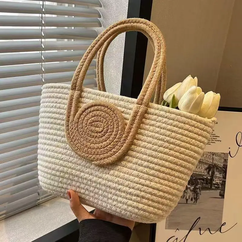 ✰✪Large Capacity Womens Woven Handbag Vintage Rattan Bag Travel Tote for Beach Picnic Stylish Summer Shoulder Bag 4