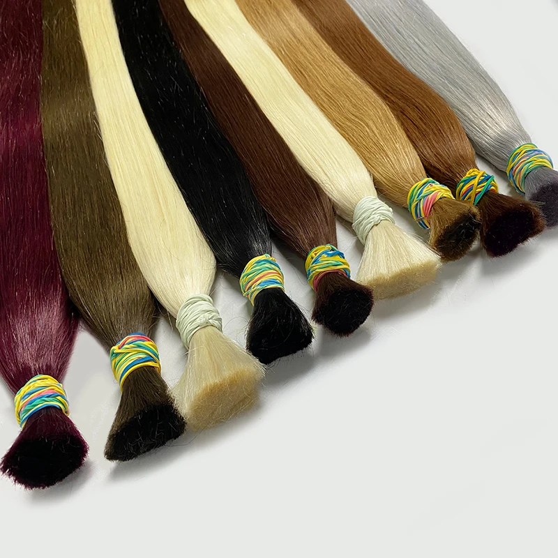 Human Hair Bulk No Weft Vietnamese Hair Virgin Remy Straight Bulk 12-30inch 100g 99j Real Natural Extension Grey human hair extensions human hair for braiding