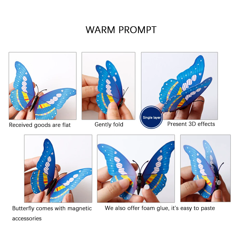 12Pcs 3D Schmetterling Wand Aufkleber Diy Schreibwaren Aufkleber Handgemachte Handwerk Liefert Hause Zimmer Aufkleber Dekoration Hochzeit Geburtstag – Detail 3