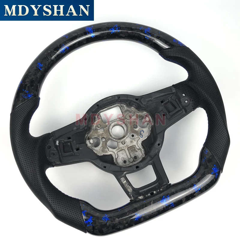 Real Forged Carbon Fiber Steering Wheel Blue Flake for Volkswagen VW Passat MK6 MK7 Golf6 Golf7 GTI R Scirocco Custom Style