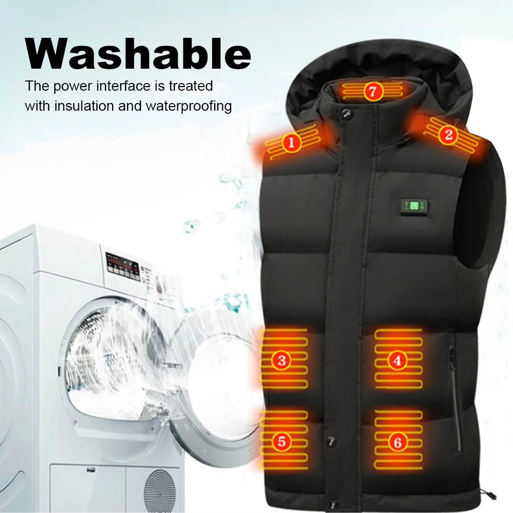 Unisex Electric Heated Jackets Windproof Stand Collar Heated Vest 15 Areas Heating Mens Women Electric Self Vest 6XL