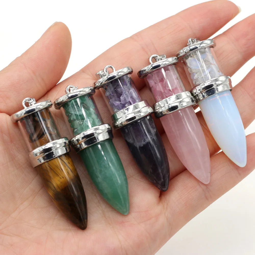 6PCS Wholesale Price Bullet Shaped Natural Crystal Gravel Reiki Healing Jewelry Making DIY Necklaces Earrings Accessories Gifts