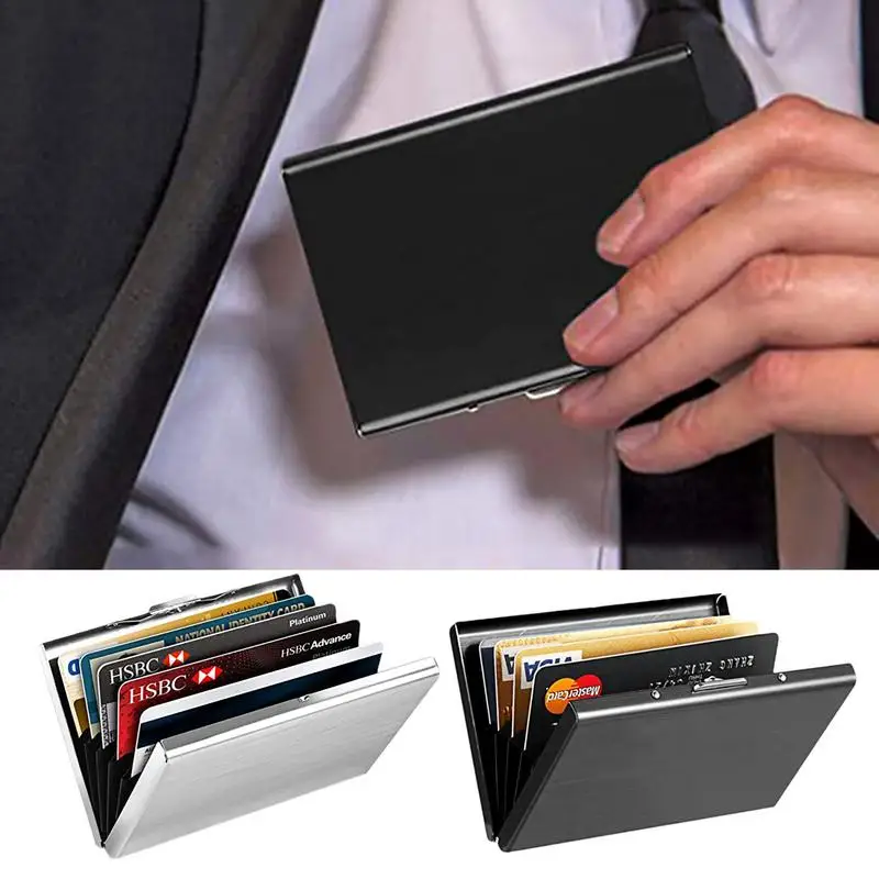 

Credit Card Wallet Protector RFID Blocking Metal Business Credit Card Holder Aluminum Alloy Anti-magnetic Wallet Holder For Men