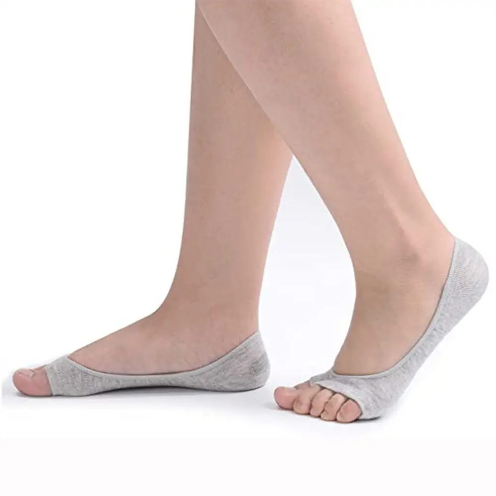5 Pairs Non-slip Low Cut Woman Invisible Peep Toe Socks Breathable Socks Boat Socks