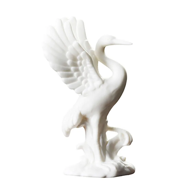 Chinese Modern Ceramics White Crane Desktop Ornament, Creative Animal, Living Room Decoration, Garden Bonsai Crafts