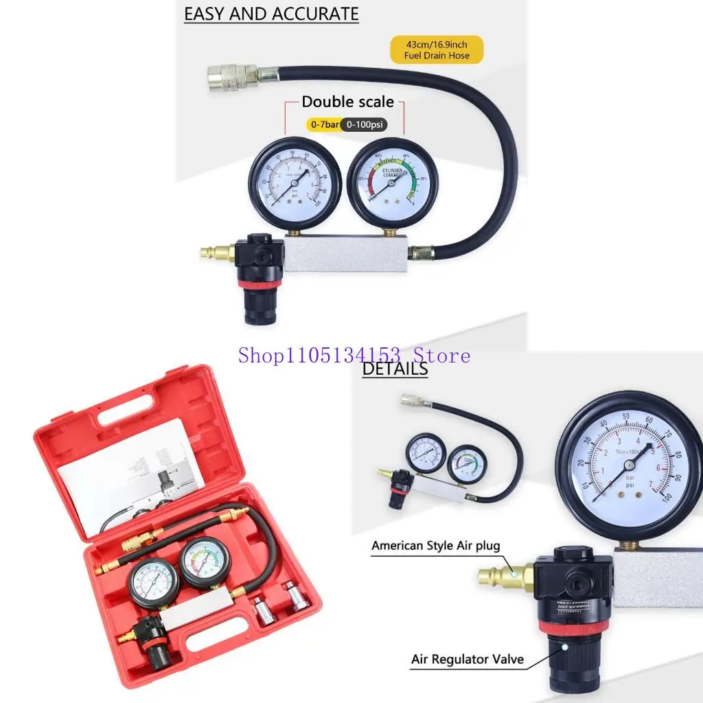 실린더 누출 테스트기 다기능 자동차 엔진 압축 테스트기 케이스 포함 자동차 오토바이 트럭용