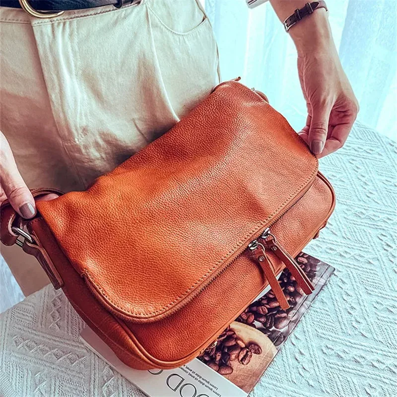 

Organizers designers handmade genuine leather women's crossbody bag outdoor party luxury first layer cowhide female shoulder bag