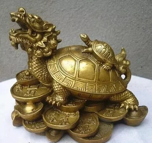 

lucky Chinese handwork Bronze Fengshui Dragon Turtle Statue