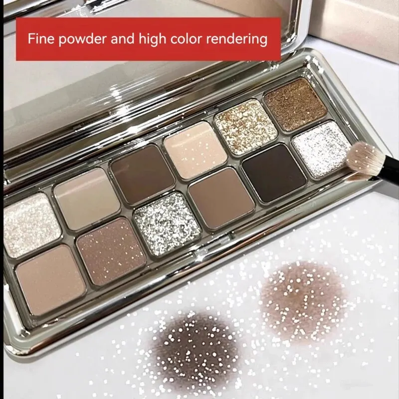 12 Colors Eyeshadow Palette Shimmering Pigment Set Easy To Apply Natural Looking Earthy