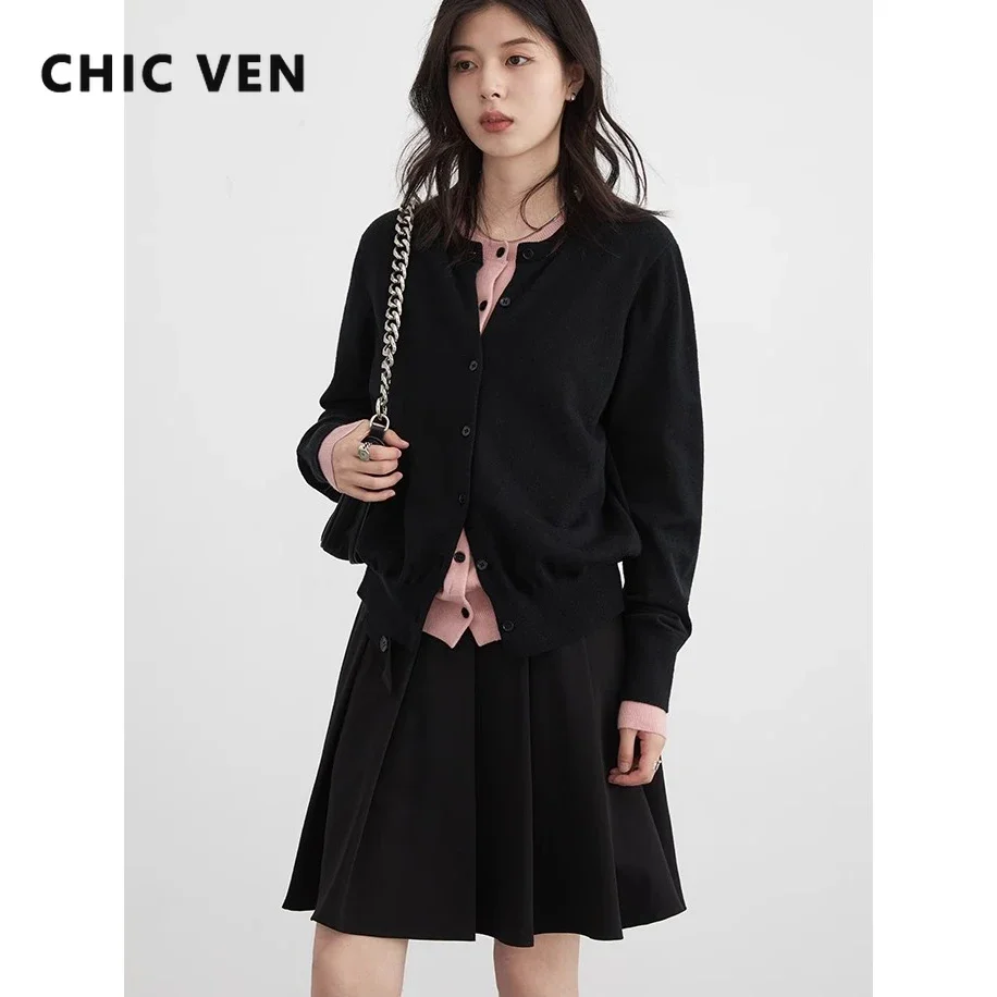 CHIC VEN Women Cardigan Korean O Neck Loose Single Breasted Knitted Sweaters Fashion Female Jumpers Clothing Autumn 2025 2