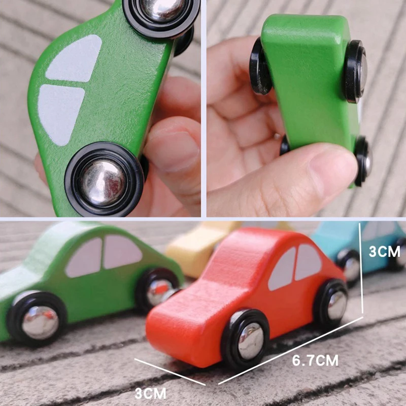 Children Wooden Gliding Car Toys Ramp Race Mini Slide Track Car Games Replacement Car Colorful Fun Model Vehicle Toys for Boys