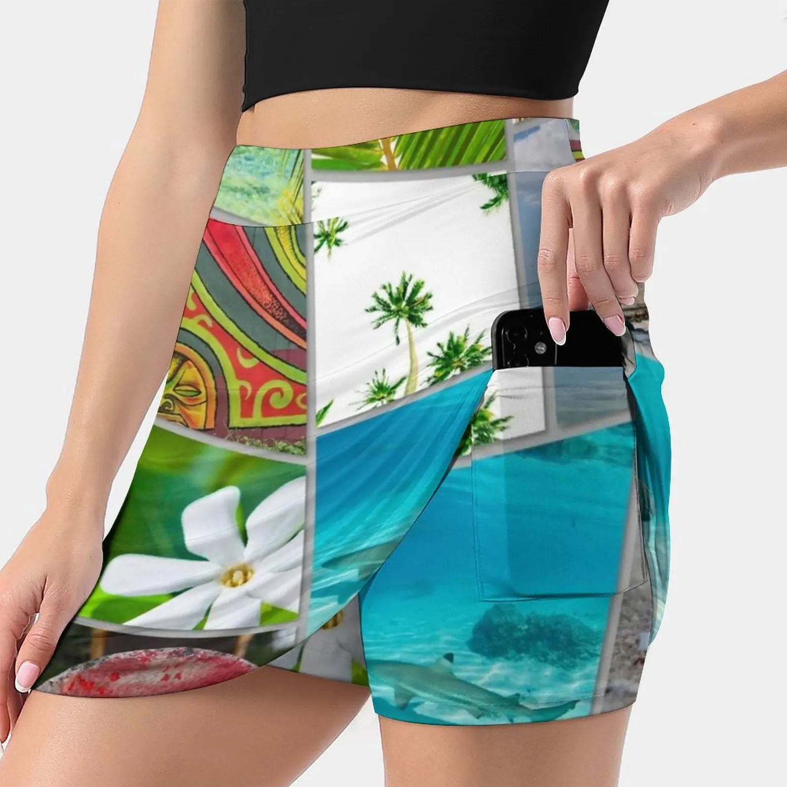 

Tahiti Collage Women's skirt Aesthetic Skirts New Fashion Short Skirts