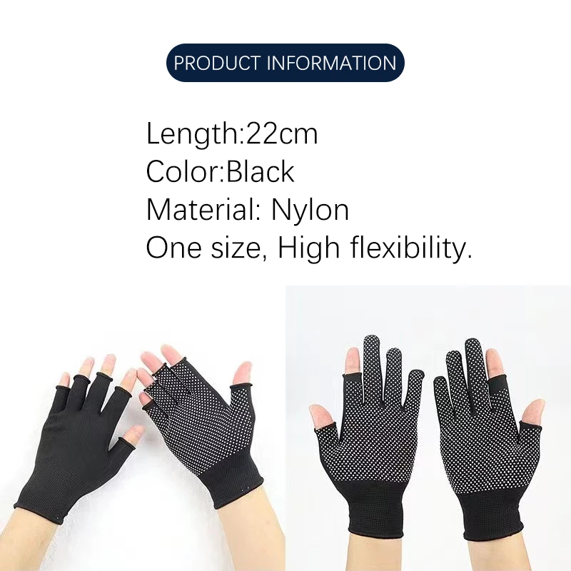 Nylon Anti-slip Fishing Gloves Two Fingers Dispensing Cut Fishing Outdoor Sports Breathable Gloves Half Finger