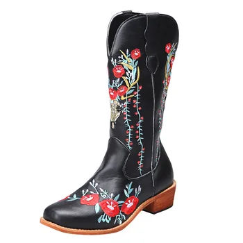 Vintage Cowboy For Womens Cowgril Boots Western Sunflower Motorcycle Boots Embroidered Boots women's boots 4