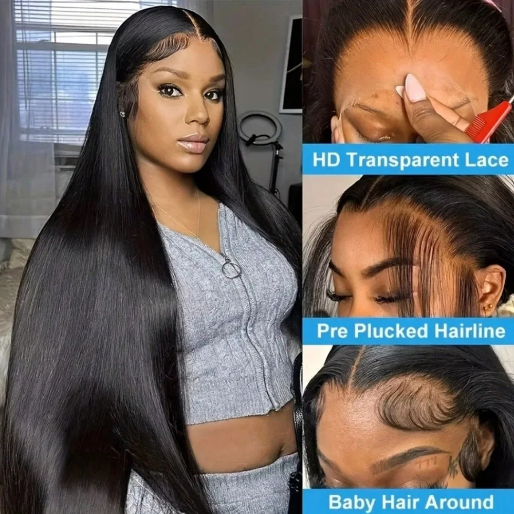 Human Hair Wigs Bone Straight 5x5 HD Lace Closure Wigs Human Hair Pre Plucked with Baby Hair for Women 26 Inch 200% Density