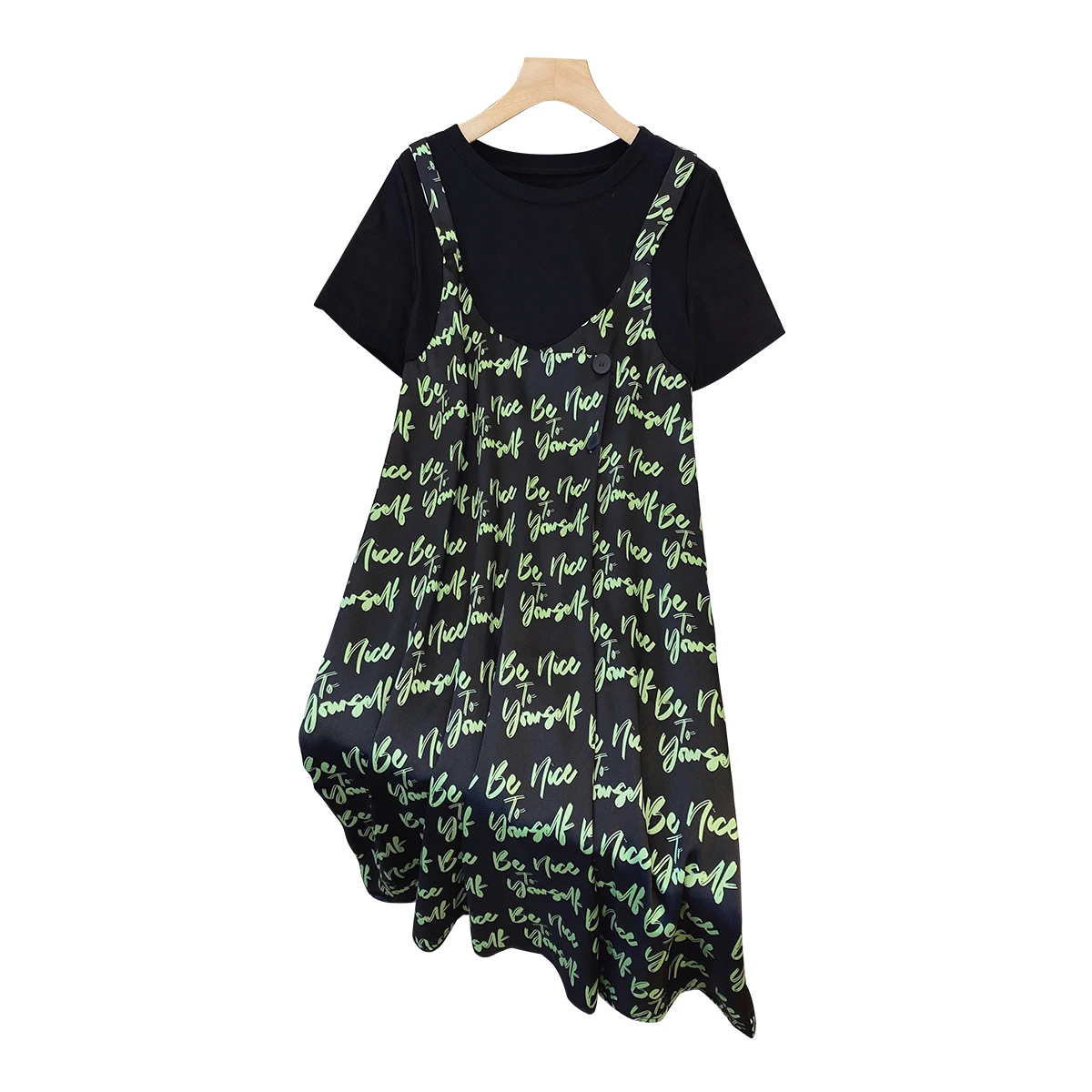 

Women Large Size 5XL Long Dress O Neck Short Sleeve Vintage Party Vestidos Summer Elegant Black Alphabet Printing Loose Clothes