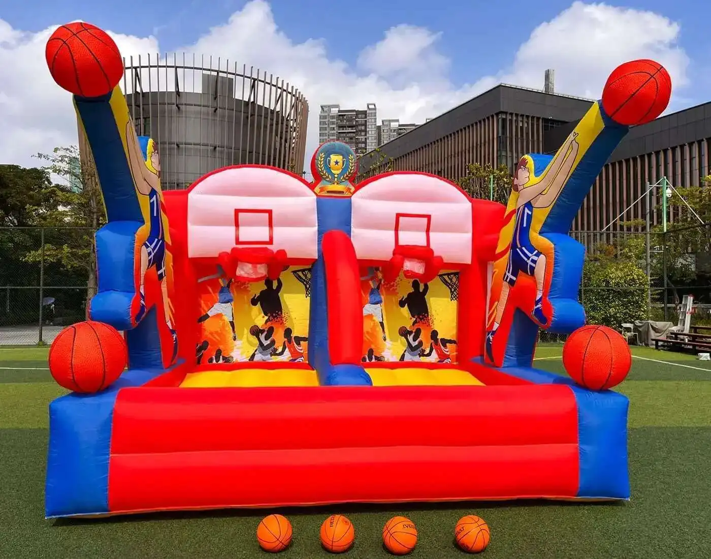 Description Picture 3 of itemIatable Carnival Target Game 4X3m Soccer Shooting Games Basketball Hoop For Adults/Kids