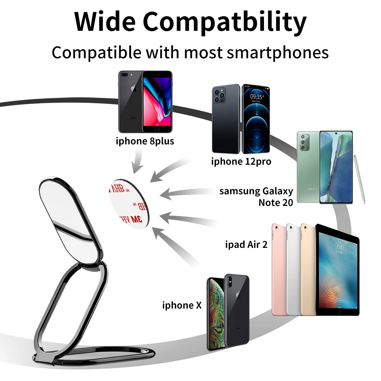 Cell Phone Ring Holder Finger Kickstand 360°Rotation Grip Foldable Cellphone Stand Compatible with iPhone mobile holder