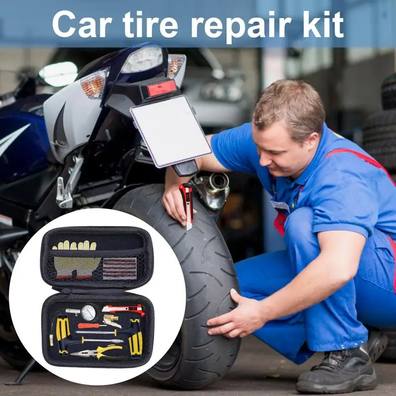 

High Quality Bike Tire Replacement Tool Set Car Tire Repair Kit Professional Emergency Puncture Repair Tools With Storage Bag