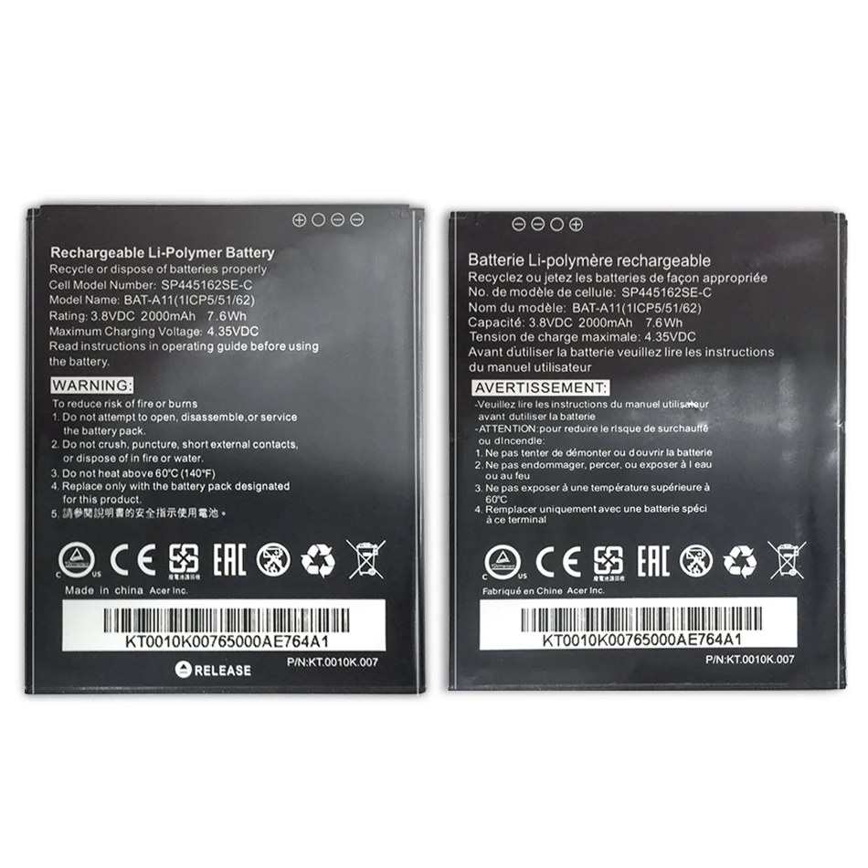 Batteria Di Ricambio Bat-A11 Per Acer Liquid Z410 Z330 T01 Cellulare Batteria Accumulata Bateria 2000Mah Numero Di Tracciamento