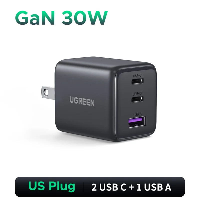 מטען UGREEN 20W 30W GaN Mini PD 3.0 USB C לטלפון iPhone 16 15 14 Pro Samsung S25 Xiaomi Tablet iPad Air