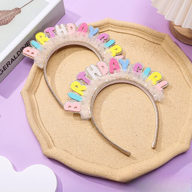 Creative Colorful Birthday Party Headdress Letters Handmade Christmas Hair Accessories For Kids