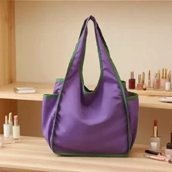 Eco - Friendly Foldable Shopping Bags with Zippered Storage Pouch (Purple)