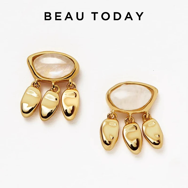 

BEAUTODAY Earrings Women Eardrop Golden Leaves Tassels Vintage Female Jewerly Fashion Accessories 93540