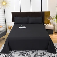 Drap de Lit en Coton Délavé Solide et Respectueux de la Peau pour Adulte, Drap pio Noir pour Document Queen/King, 1 Pièce 1