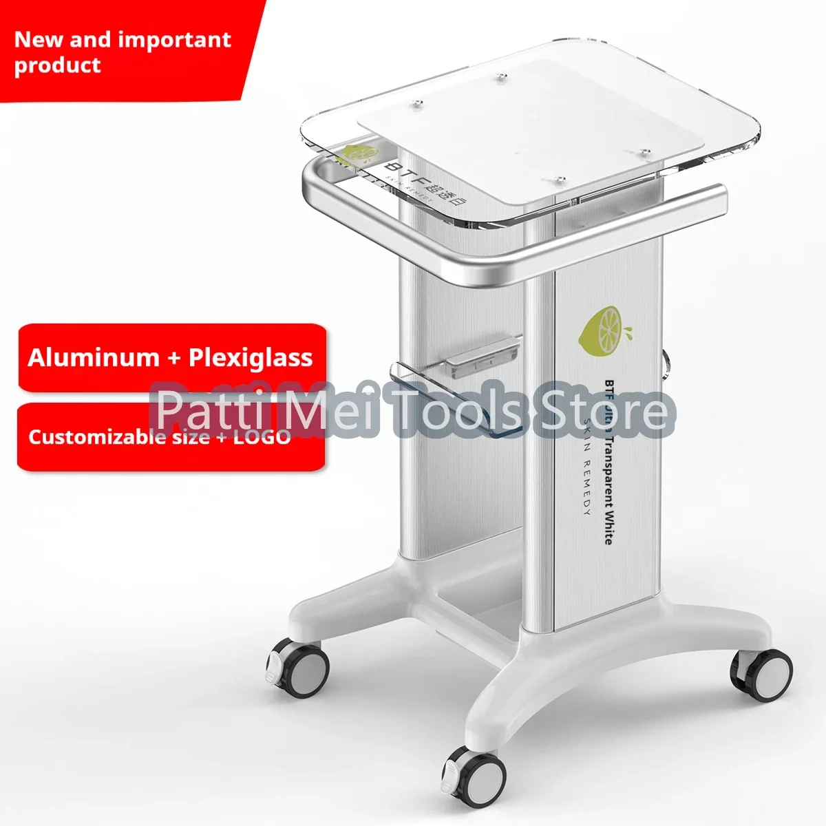 Beauty Equipment Cart Beauty Salon Trolley Stand Holder Rolling Cart Roller Wheel Aluminum Stand Personal Care Appliance Parts