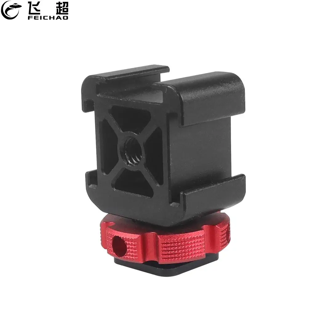 3in1 Triple Cold Shoe 1/4'' Screw Mount Adapter Holder for Microphone