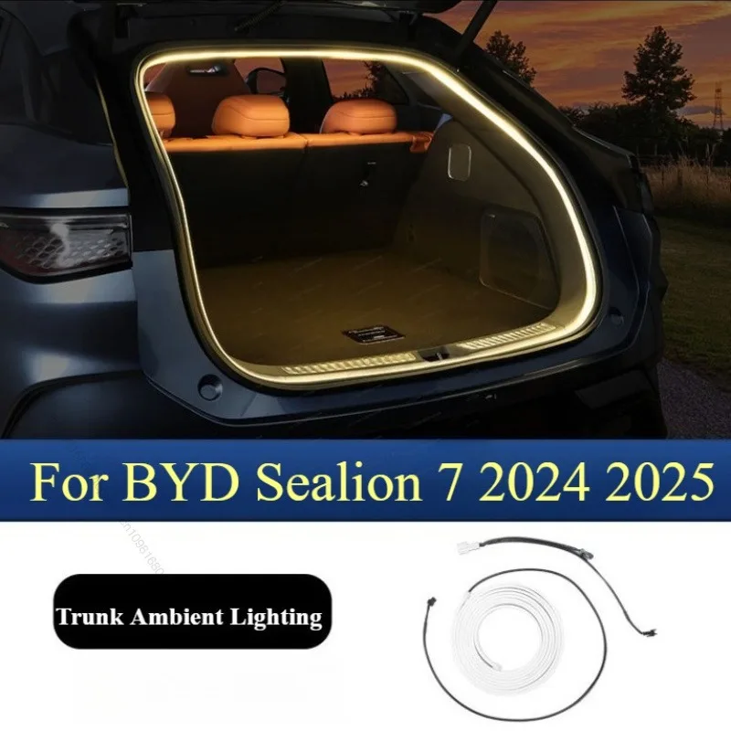 BYD 씰라이언 7 씰라이언 07 EV 2024 2025 자동차 리어 트렁크 브라이트닝 LED 스트립 조명 방수 플렉시블 액세서리