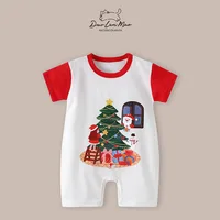Baby Body Suit Summer New Style Thin Cute Print Short-sleeved Onesie Toddler Boys Fashion Round Neck Jumpsuit Newborn  Clothes 5