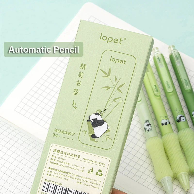 4 개/대 팬더 자동 연필 학생을위한 귀여운 0.5MM 연필 소프트 터치 쓰기 연필 학교 사무용품 용품 새로운