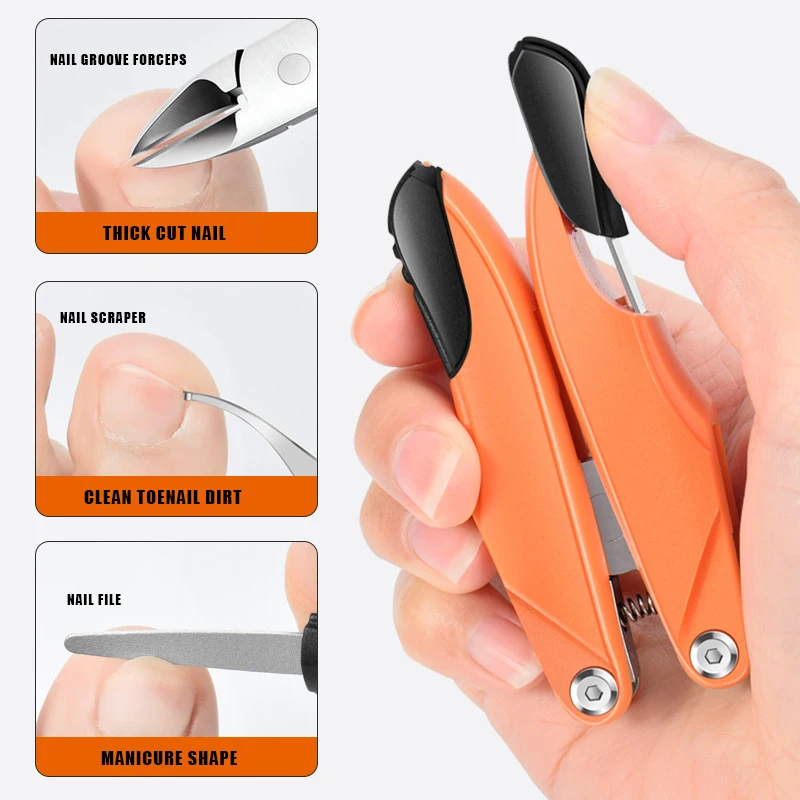 1Pcs Orange Nail Clippers Foldable Pliers Toe Nail Clippers Finger Cuticle Pro Nail Correction Dead Skin Remover Tools Durable 3