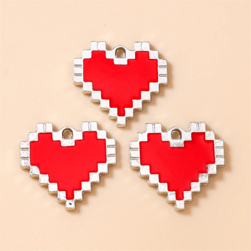 10 Stück niedliche Emaille-Anhänger mit Liebesherz und Kreuz für die Schmuckherstellung, Ohrringe, Halsketten, Armbänder, DIY-Bastelzubehör – Detail 20